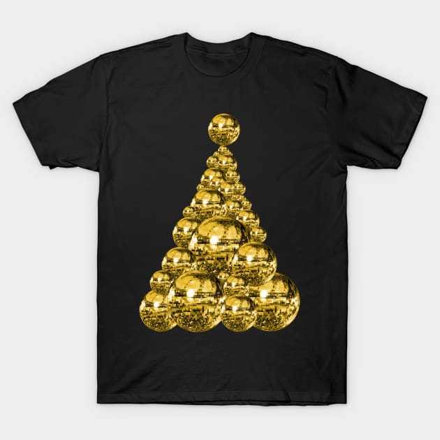 Glittering Gold Disco Ball Christmas Tree T-Shirt by Art by Deborah Camp
